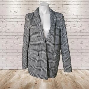 Love Tree Chic Black and White Plaid Blazer